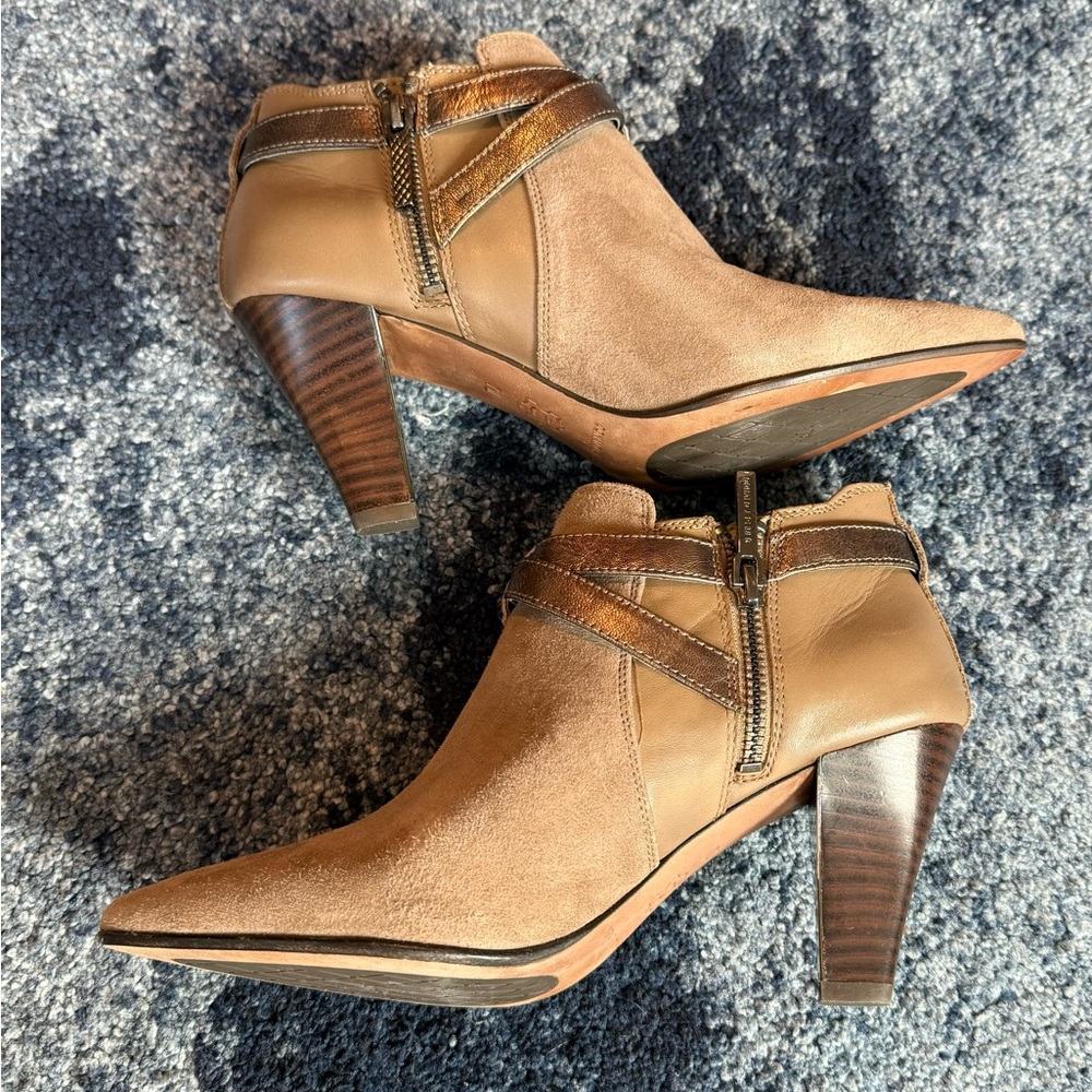 Donald J Pliner Tamy Suede and Leather Ankle Boots with Zipper